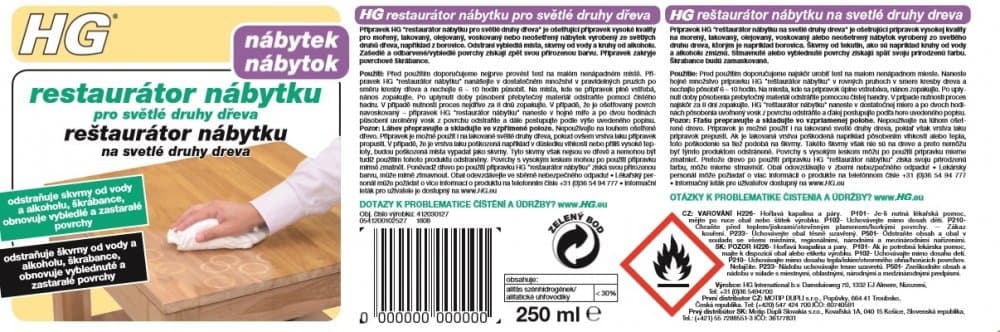 HG 41203 Restaurátor nábytku na světlé druhy dřeva 250 ml - náhled 3