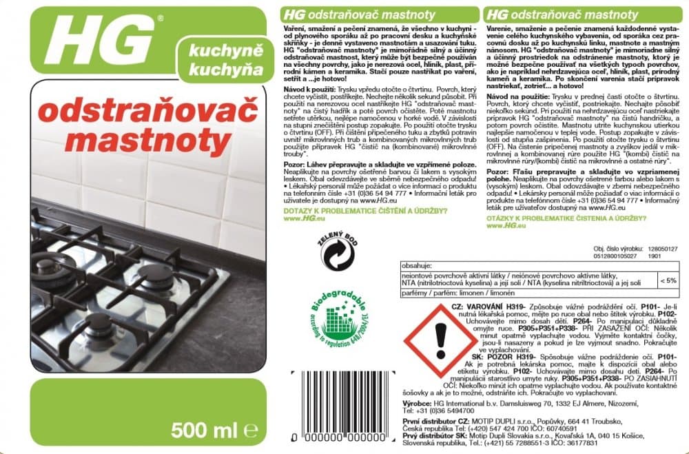 HG 12805 Odstraňovač mastnoty 500ml - náhled 3