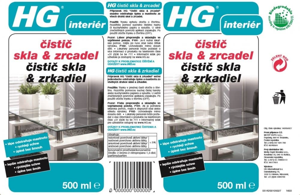 HG 14205 Čistič skla & zrcadel 500ml - náhled 3