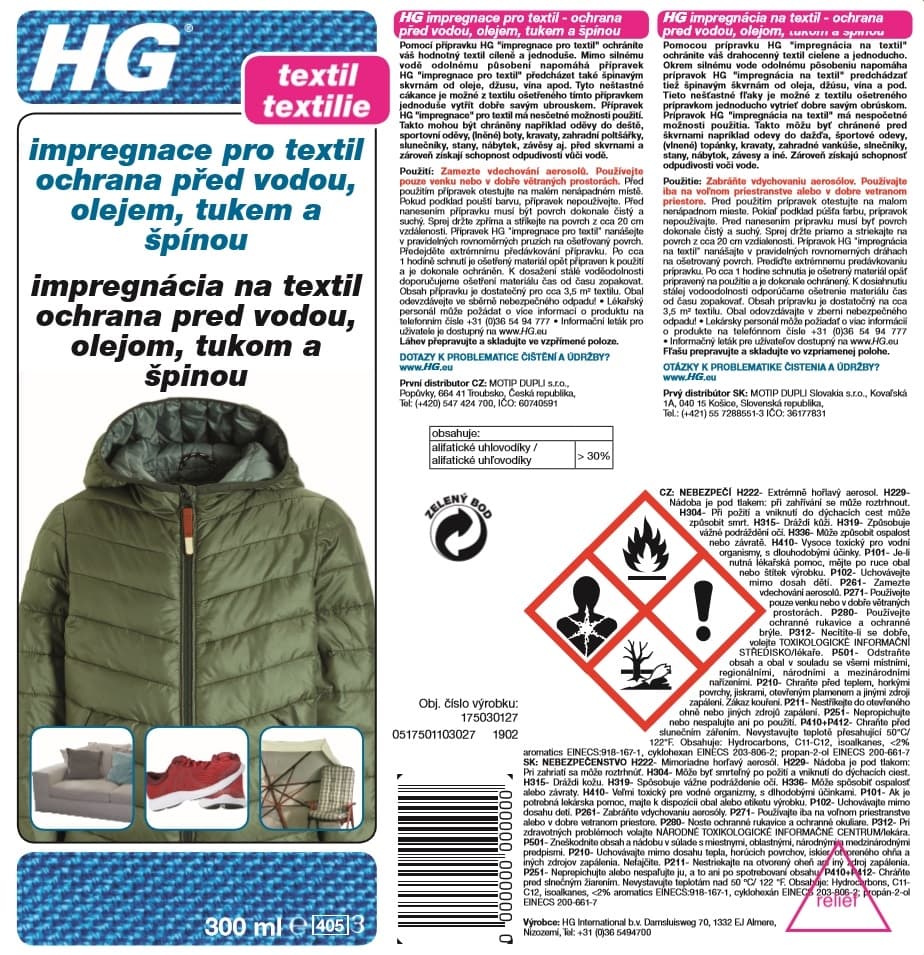 HG 17503 Impregnace pro textil 300ml - náhled 3