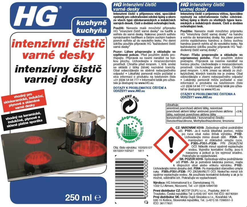 HG 10202 Intenzivní čistič varné desky 250ml - náhled 3