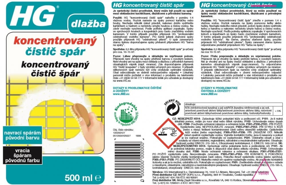 HG 13505 Koncentrovaný čistič spár 500ml - náhled 3