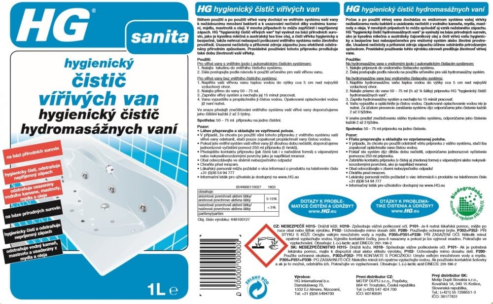 HG 44810 Hygienický čistič vířivých van 1000ml - náhled 3