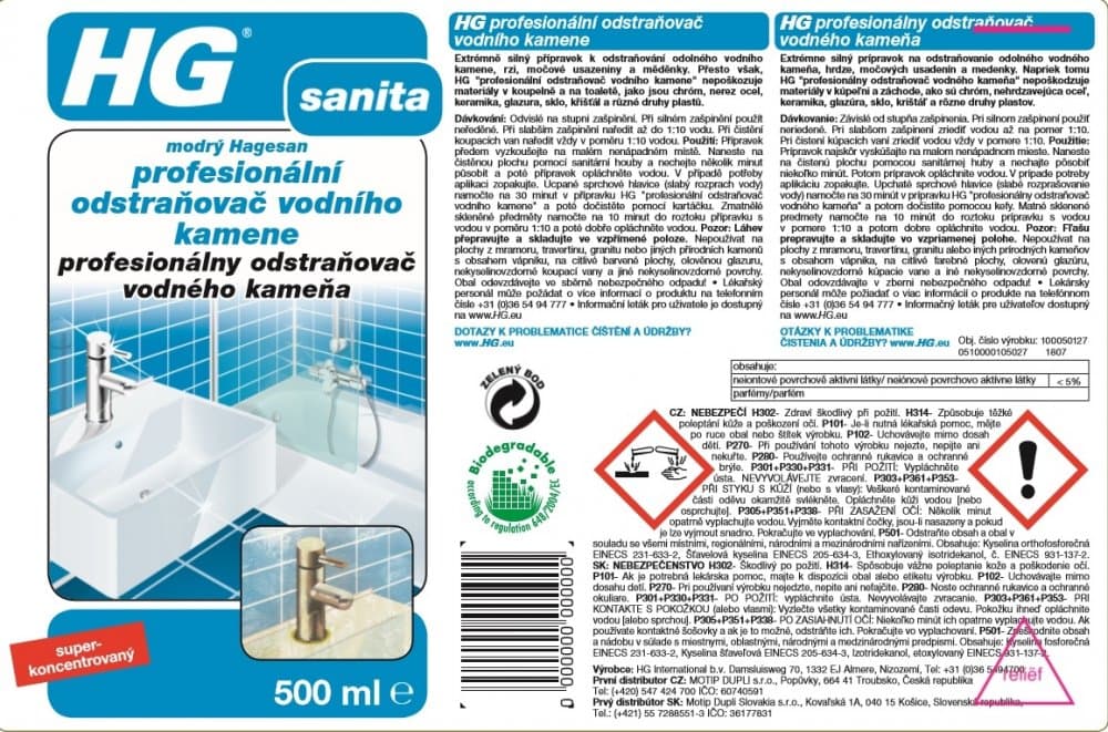 HG 10005 Profesionální odstraňovač vodního kamene 500ml - náhled 3