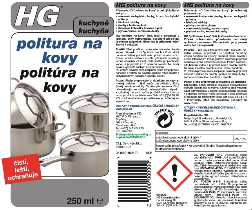 HG 16803 Politura na kovy 250 ml - náhled 3