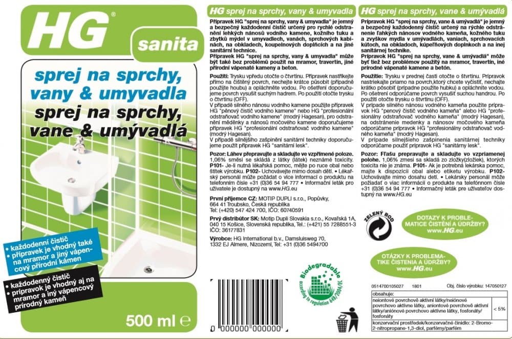 HG 14705 Sprej na sprchy, vany & umyvadla 500ml - náhled 3