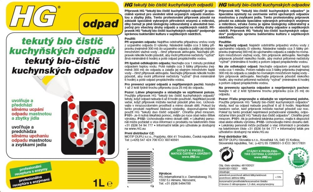 HG 48110 Tekutý bio čistič kuchyňských odpadů 1000ml - náhled 3