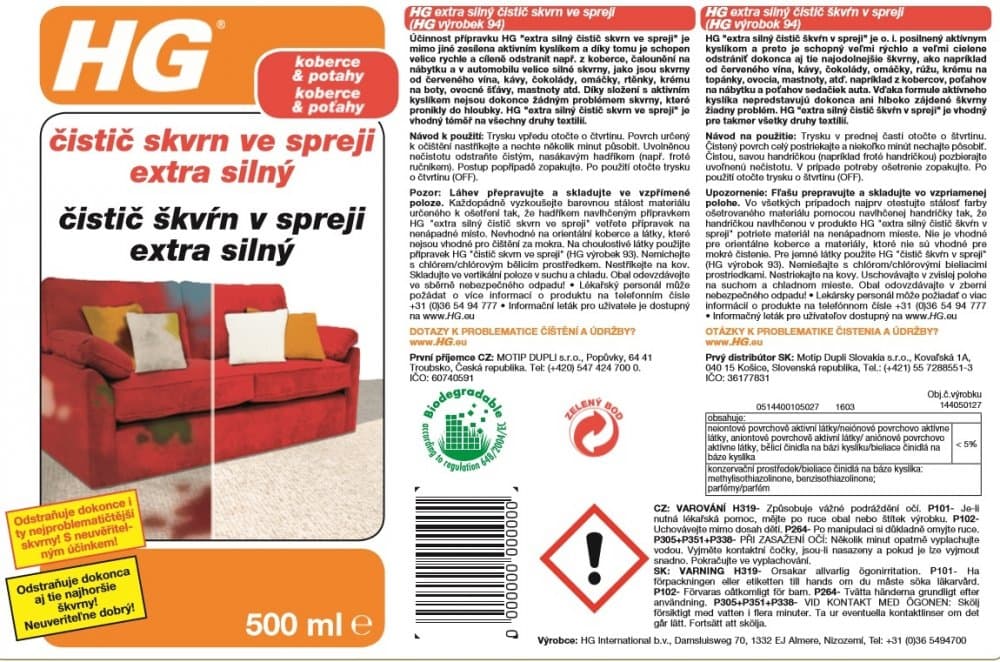 HG 14405 Čistič skvrn ve spreji extra silný 500ml - náhled 3