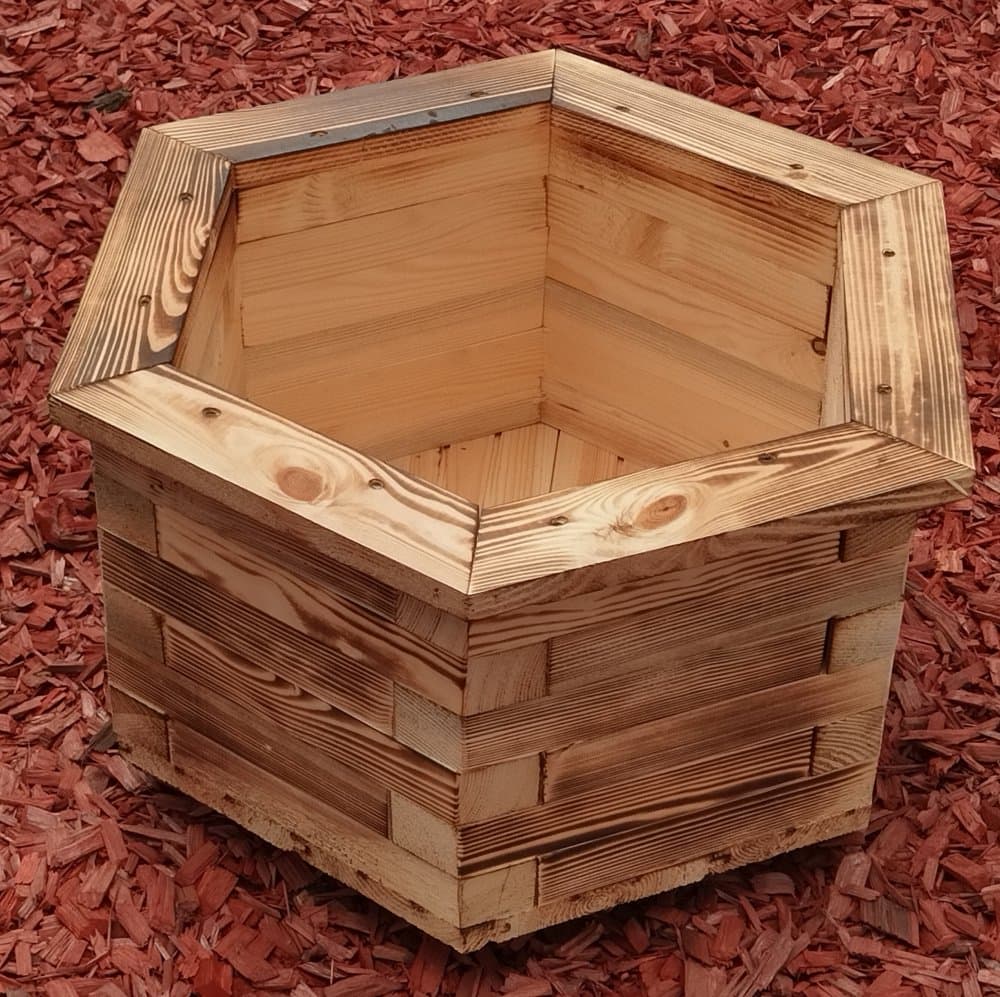 Zahradní dřevěný květináč šestiúhelný průměr 50cm - náhled 2