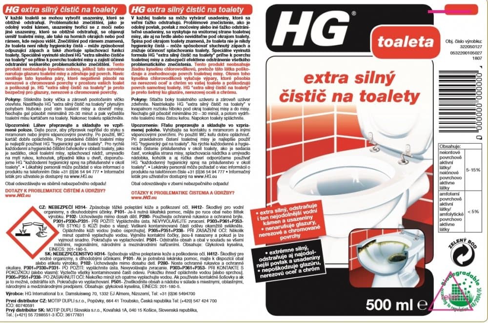 HG 32205 Extra silný čistič na toalety 500ml - náhled 3