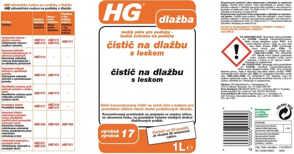 HG 11510 Čistič na dlažbu s leskem 1000ml - náhled 3