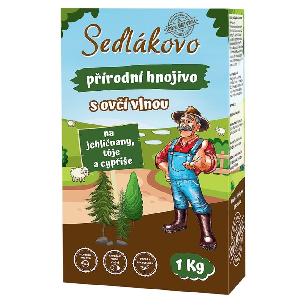 Sedlákovo hnojivo s ovčí vlnou na jehličnany, tůje a cypřiše 2,5 kg