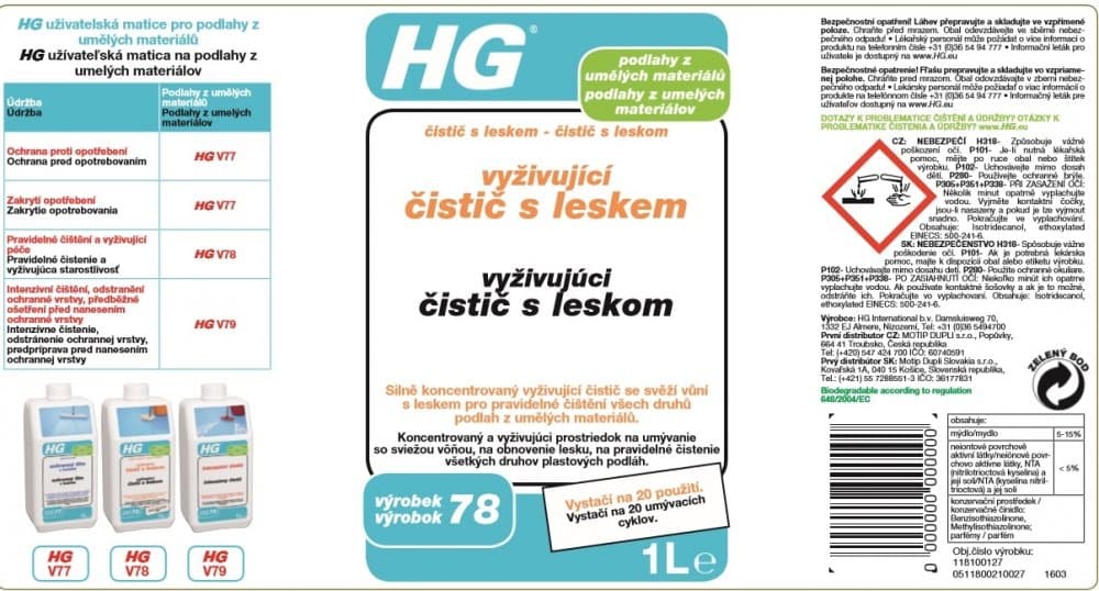 HG 11810 Vyž. čistič s leskem pro podlahy z umělých materiálů 1000ml - náhled 3