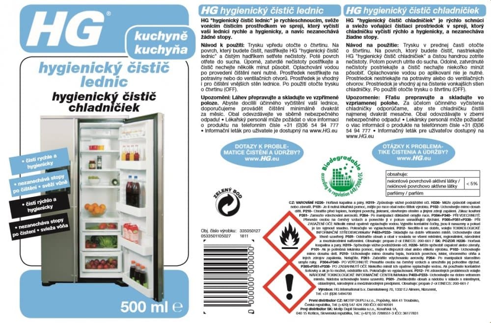 HG 33505 Hygienický čistič lednic 500ml - náhled 3