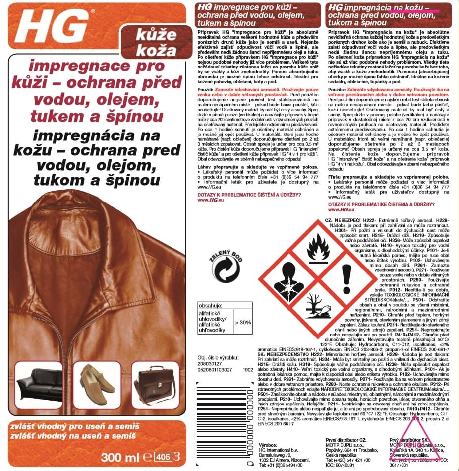 HG 20803 Impregnace pro kůži 250ml - náhled 3