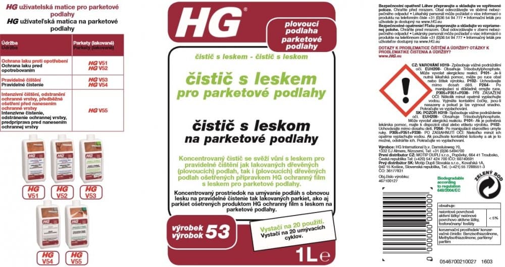 HG 46710 Čistič s leskem pro parketové podlahy 1000ml - náhled 3
