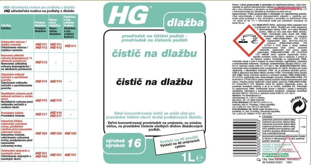 HG 18410 Čistič na dlažbu 1000ml - náhled 3