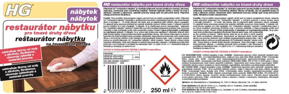HG 41003 Restaurátor nábytku pro tmavé druhy dřeva 250ml - náhled 3
