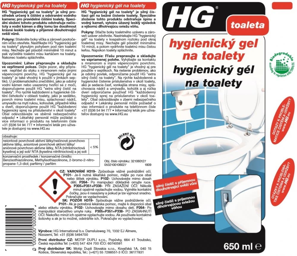HG 32105 Hygienický gel na toalety 500ml - náhled 3