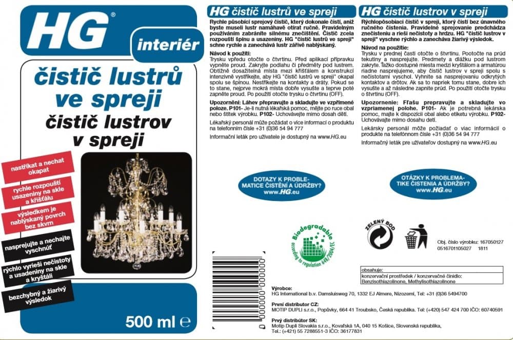 HG 16705 Čistič lustrů ve spreji 500 ML - náhled 3