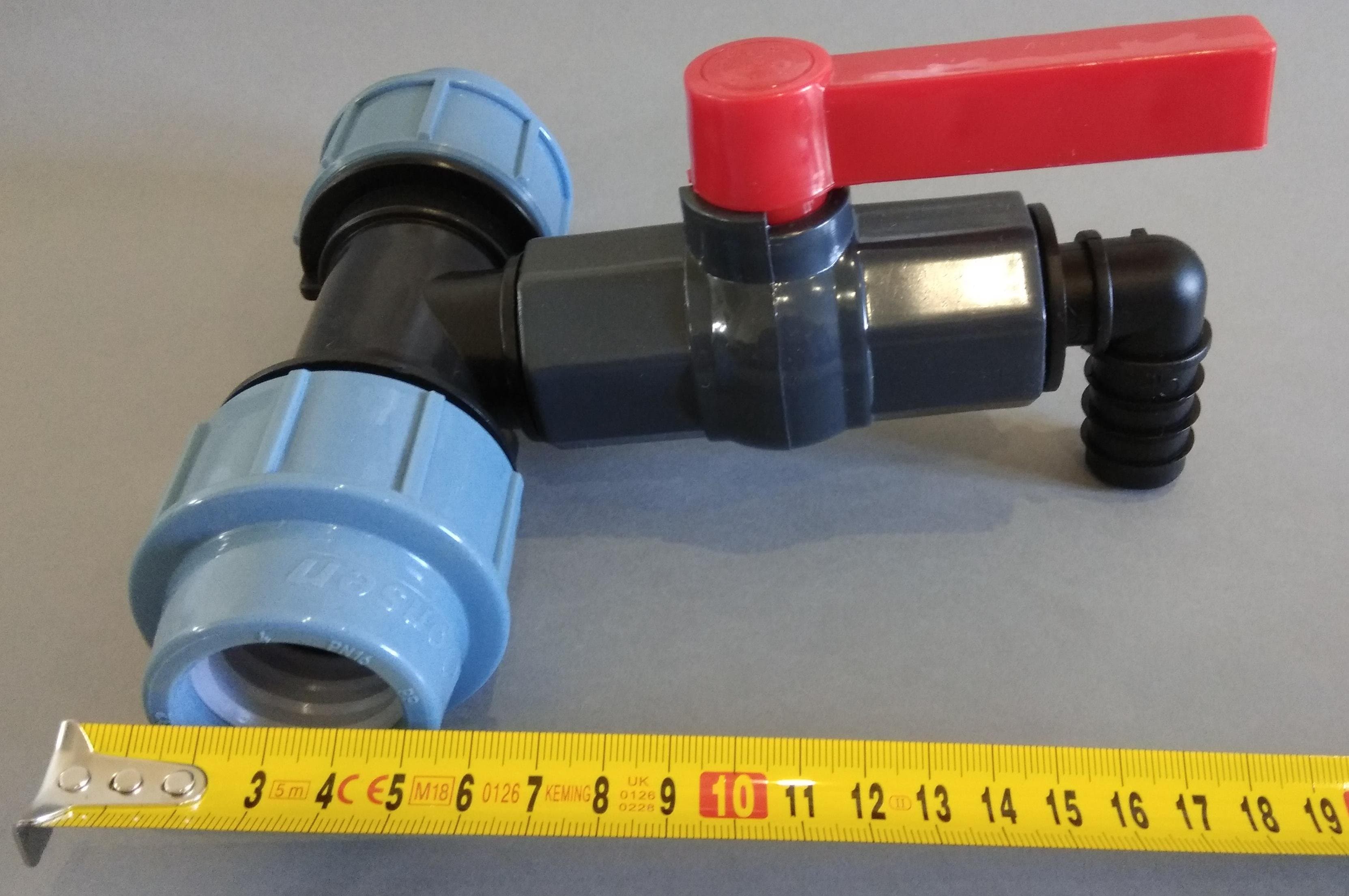 PPS T- redukovaný z 32mm na plastový kohout 1" - náhled 5