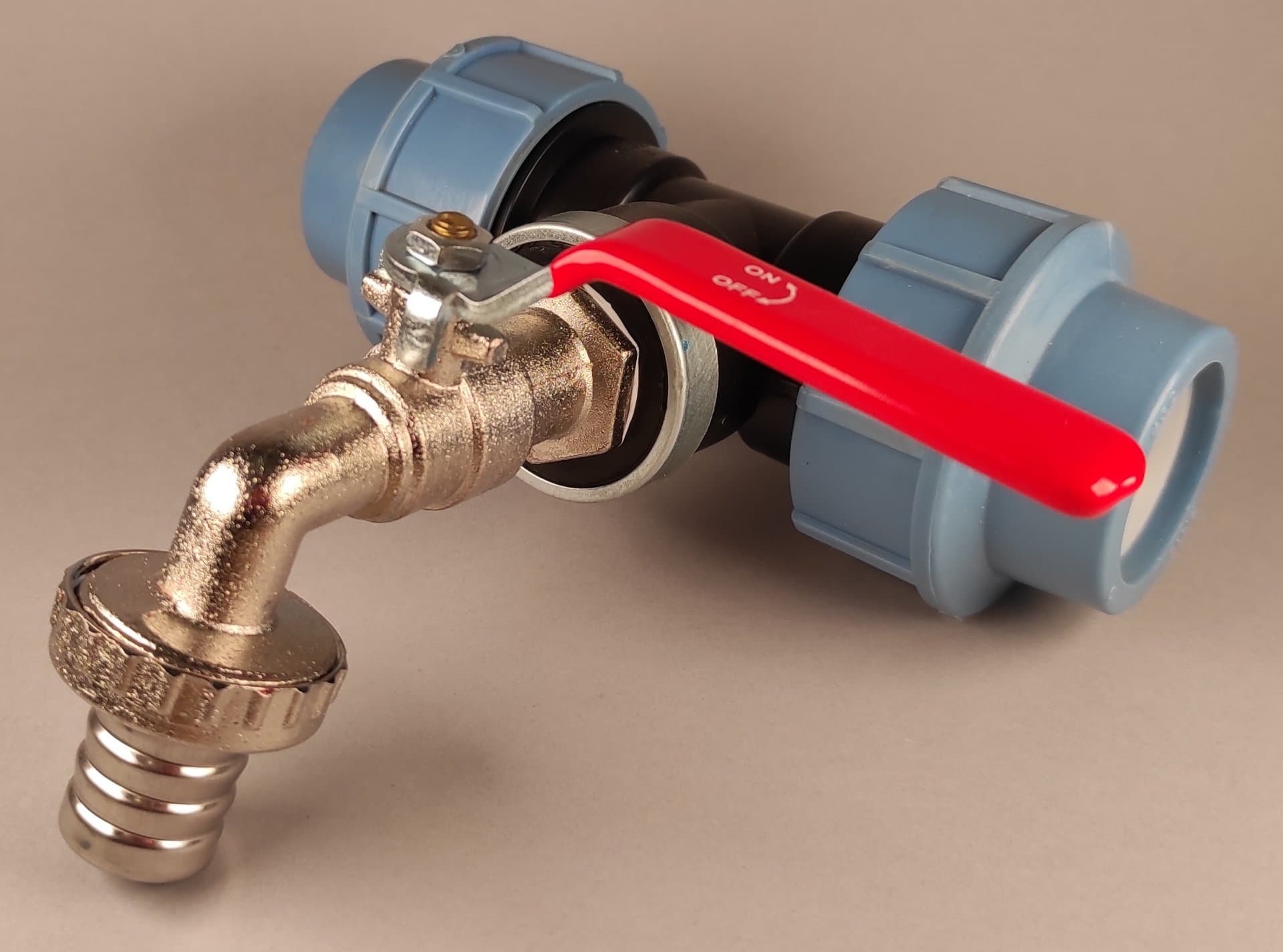 PPS T-kus redukce z 32mm na mosazný kohout 3/4" - náhled 2